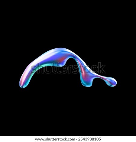 The shape is made in a smooth futuristic design. Vector with rounded drops of flowing liquid chromium. The aesthetics of metal with smooth, wavy shapes
