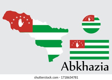 Shape map and flag of Abkhazia country. Eps.file.