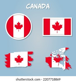 Shape map and flag of Canada country.