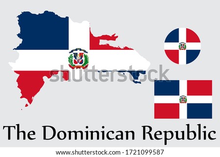 Shape map and flag of the Dominican Republic country. Eps.file.