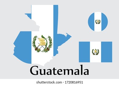 Shape map and flag of Guatemala country. Eps.file.