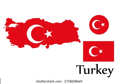 Mapa de formas y bandera de Turquía. Eps.file.