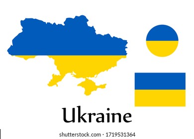 Shape map and flag of Ukraine country. Eps.file.