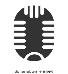Shape of the microphone. Logo of microphone isolated on white background. Vector illustration.