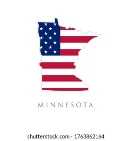 Shape of Minnesota state map with American flag. vector illustration. can use for united states of America indepenence day, nationalism, and patriotism illustration. USA flag design