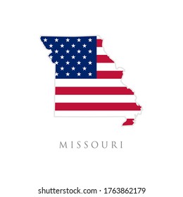 Shape of Missouri state map with American flag. vector illustration. can use for united states of America indepenence day, nationalism, and patriotism illustration. USA flag design