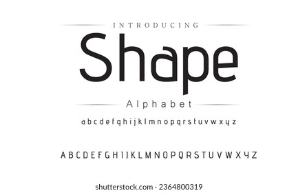 Shape Modern abstract digital alphabet font. Minimal technology typography, Creative urban sport fashion futuristic font and with numbers. vector illustration