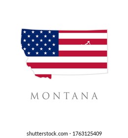 Shape of Montana state map with American flag. vector illustration. can use for united states of America indepenence day, nationalism, and patriotism illustration. USA flag design