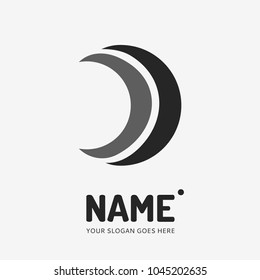 The shape of the moon from two decorative lines. Vector logo design. Business concept icon.
