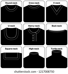 The shape of the neckline  Set