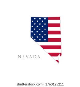 Shape of Nevada state map with American flag. vector illustration. can use for united states of America indepenence day, nationalism, and patriotism illustration. USA flag design