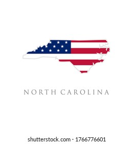 Shape of North Carolina state map with American flag. vector illustration. can use for united states of America indepenence day, nationalism, and patriotism illustration. USA flag design