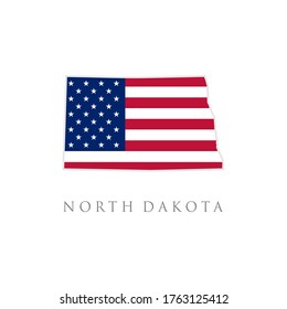 Shape of North Dakota state map with American flag. vector illustration. can use for united states of America indepenence day, nationalism, and patriotism illustration. USA flag design