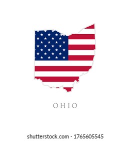 Forma del mapa del estado de Ohio con la bandera estadounidense. ilustración vectorial. puede utilizarse para el día de la independencia de Estados Unidos, el nacionalismo y la ilustración del patriotismo. diseño de la bandera de los Estados Unidos