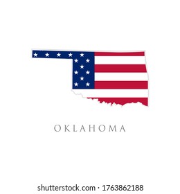 Shape of Oklahoma state map with American flag. vector illustration. can use for united states of America indepenence day, nationalism, and patriotism illustration. USA flag design