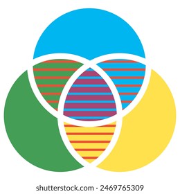 Shape with overlapping circles motif. Geometric intersecting circles, rings abstract icon. Discrete maths glyph color icon. Overlapping circles. Intersection. Venn diagram. 7891