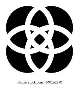 Shape with overlapping circles motif. Geometric intersecting circles, rings abstract icon