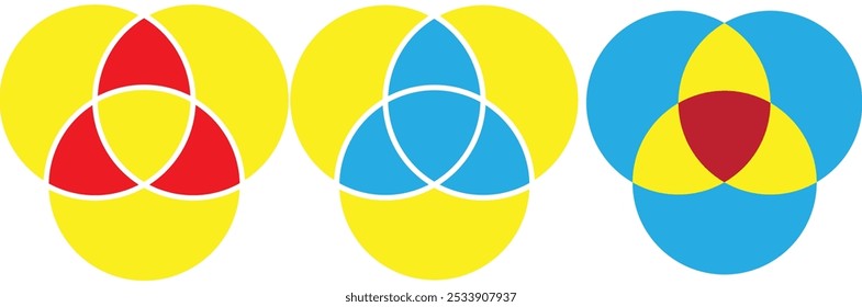 Shape with overlapping. Geometric intersecting circles, rings abstract icon.