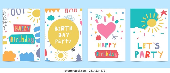 shape paper cut out background with colorful.illustration vector for a4 vertical kid design