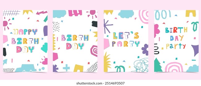 shape paper cut out background with colorful.illustration vector for a4 vertical kid design