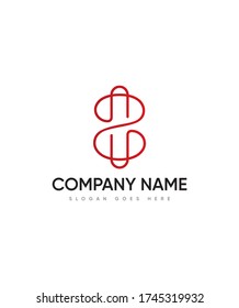 The shape of paperclip display typeface 8 logo template, Vector logo for business and company identity 