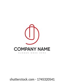 The shape of paperclip display typeface 9 logo template, Vector logo for business and company identity 