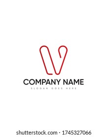 The shape of paperclip display typeface V logo template, Vector logo for business and company identity 