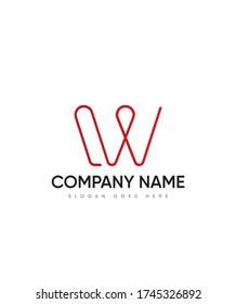 Die Form der Papierklammer-Schrift W Logo-Vorlage, Vector Logo für Unternehmen und Firmenidentität 