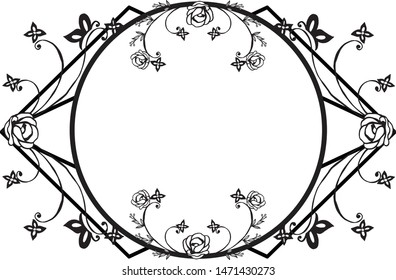 Shape pattern frame, with drawing of flower, for ornate of card. Vector