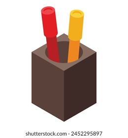 Shape pencil stand icon isometric vector. Art holder. Work container