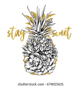 Shape Pineapple of a Succulent plants. Vector illustration.