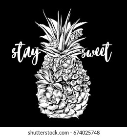 Shape Pineapple of a Succulent plants. Vector illustration.