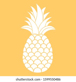 Shape pineapples icon With White color on Yellow background. Symbol vector illustration.