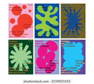 Shape poster template color combination simple minimal modern style big bold shapes collection layout flyer lettering typo brochure cover card business annual exhibition festival front page