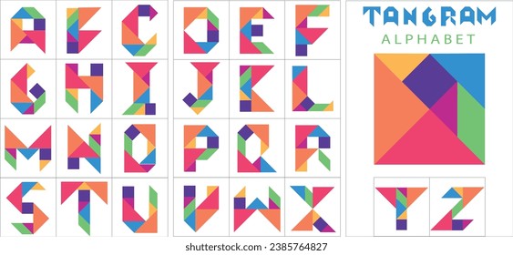 Shape puzzle alphabet, shape constructor, game for kids, children activity 