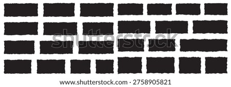 Shape rectangle frame with paper vector jagged and banner grunge border. Box edge background with label shape illustration and rough abstract set. Sticker design shape with square torn paper.