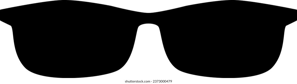 Form einer rechteckigen Sommerbrille. Schutz von Gesundheit und Sehvermögen. Opferschutzzubehör-Icon. Einfache schwarz-weiße Silhouette, Vektorsymbol einzeln auf weißem Hintergrund