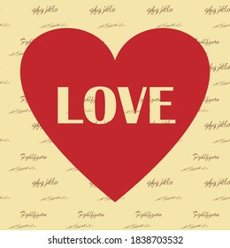 La forma de un corazón rojo sobre fondo de papel artesanal. Icono