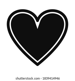 The shape of a red heart on craft paper background. Icon