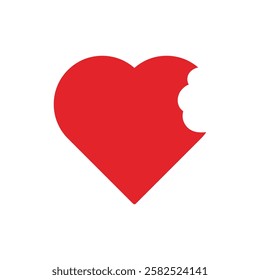 shape red love heart bite vector design