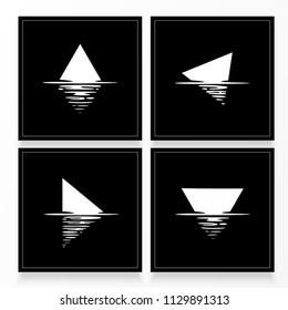 Shape reflection in water. Black and white illustration. Water effect. Vector illustration. EPS 10