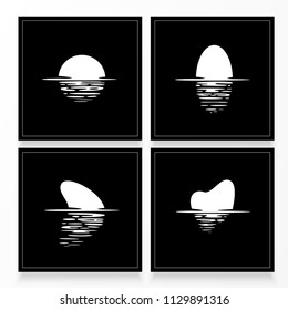 Shape reflection in water. Black and white illustration. Water effect. Vector illustration. EPS 10