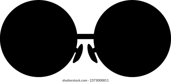 Shape of round detective glasses. Health and vision protection. Contour eye protection accessory icon. Simple black and white silhouette vector icon isolated on white background