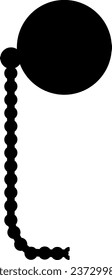 Shape of round monocle on decorative chain. Health and vision protection. Contour eye protection accessory icon. Simple black and white silhouette vector icon isolated on white background