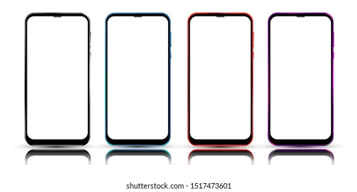 Shape set of a modern mobile phone or smartphone. Thin edge designed template - vector