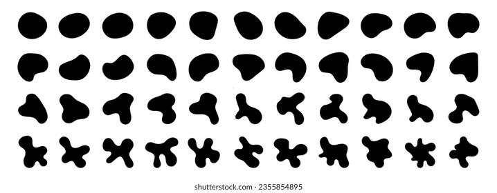 shape set, random blobs print. Black Form Abstract style design simple rounded