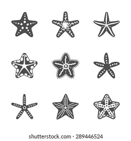 Shape Set Of Various Sea Starfish. Vector Illustration