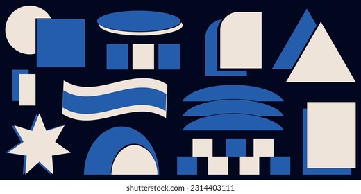 Shape set y2k style for banner. Y2k aesthetic.Shape set y2k style for decoaration.Simple shapes.Shape set y2k style for poster.Trendy 90s.Trendy geometric forms.