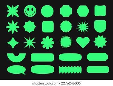 Shape set y2k style neon color flat style