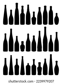 Shape of silhouette of bottle for alcohol, beer, kvass, waters. Outline of a container for storing liquid